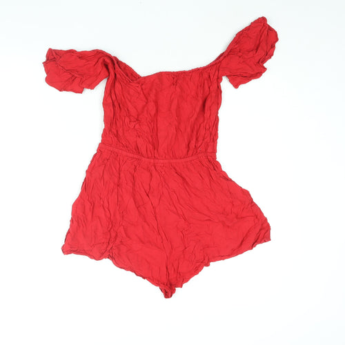 Divided by H&M Womens Red Viscose Playsuit One-Piece Size 10 Pullover