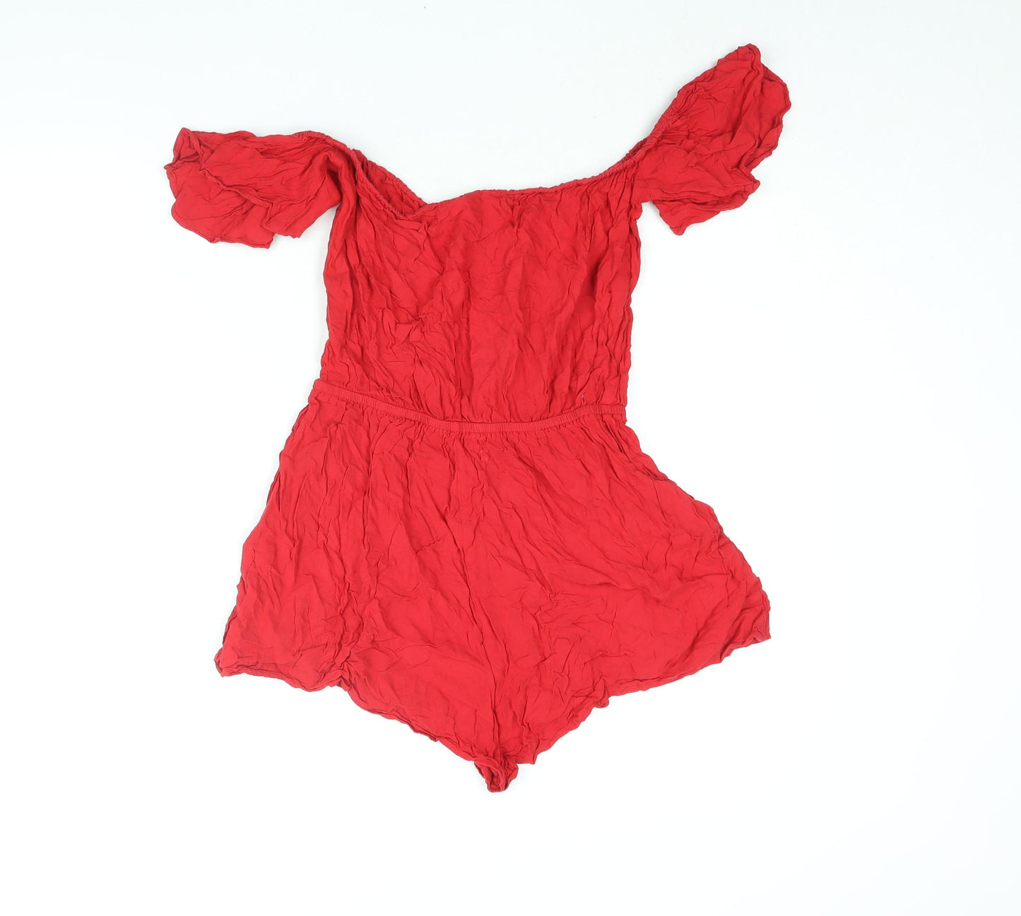 Divided by H&M Womens Red Viscose Playsuit One-Piece Size 10 Pullover