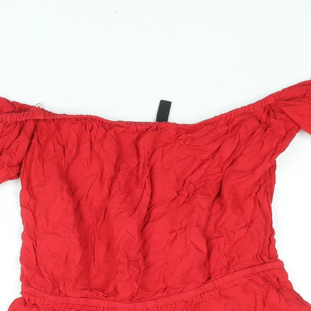 Divided by H&M Womens Red Viscose Playsuit One-Piece Size 10 Pullover