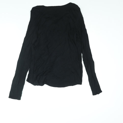 NEXT Womens Black Viscose Basic Blouse Size 12 Scoop Neck - Stripe Print Bow Cardigan Layer