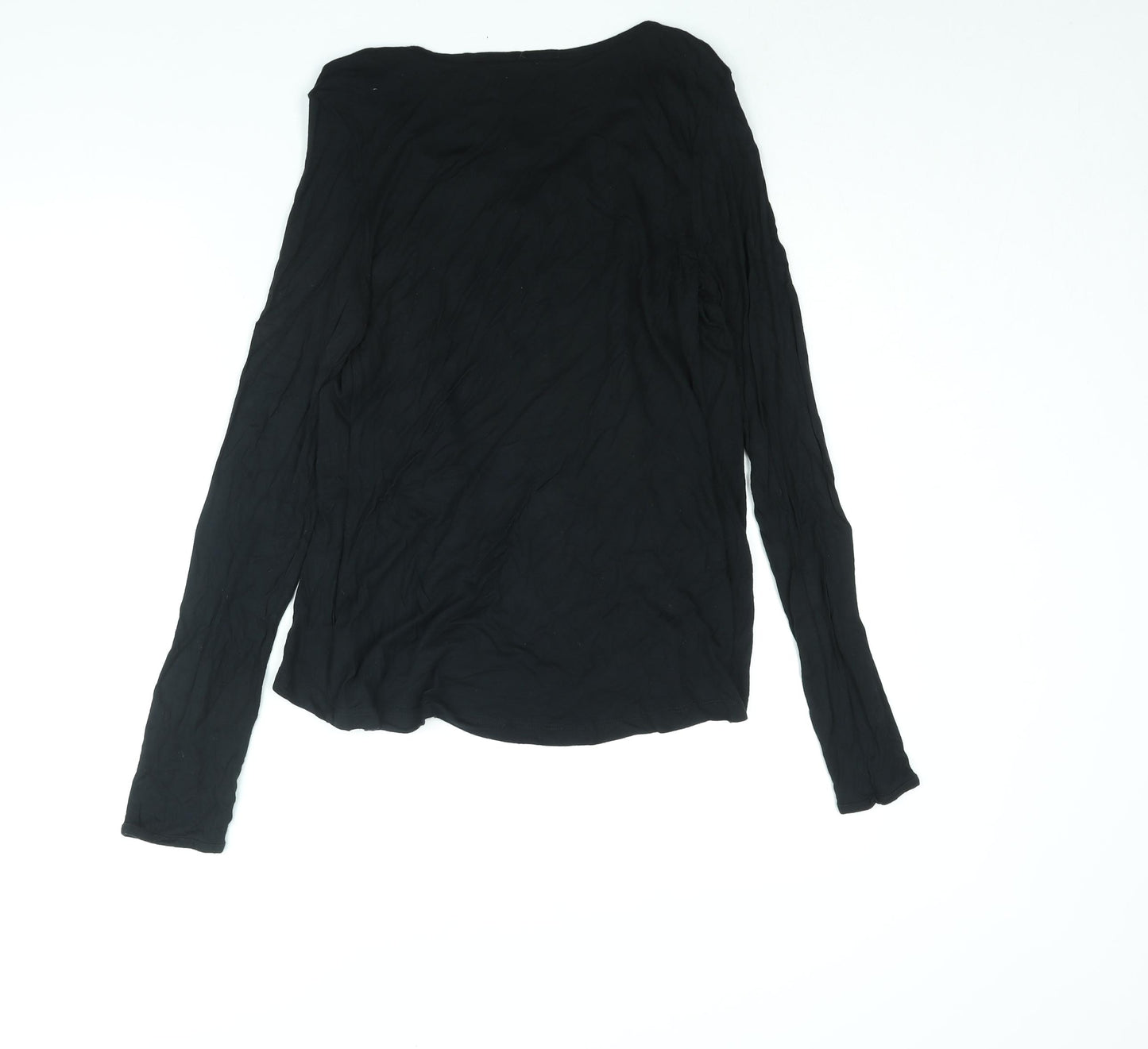 NEXT Womens Black Viscose Basic Blouse Size 12 Scoop Neck - Stripe Print Bow Cardigan Layer