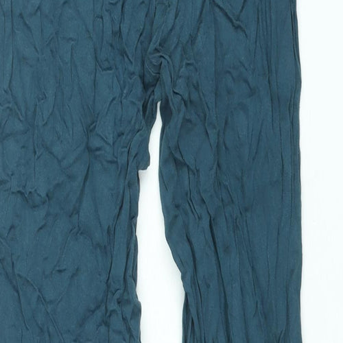 Oliver Bonas Womens Blue Viscose Trousers Size 8 L27 in Regular Zip