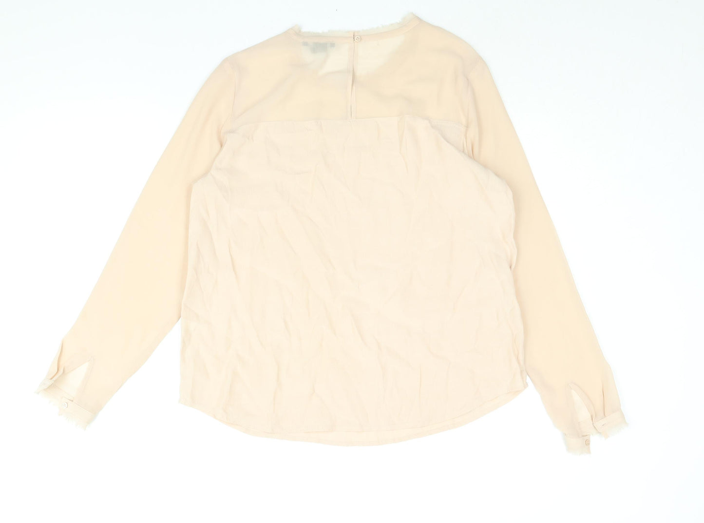 H&M Womens Pink Polyester Basic Blouse Size 10 Round Neck - Raw Edge