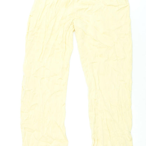 River Island Womens Yellow Viscose Trousers Size 12 L30 in Regular - Elasticated Waist