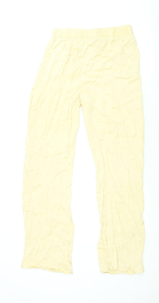 River Island Womens Yellow Viscose Trousers Size 12 L30 in Regular - Elasticated Waist