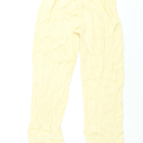 River Island Womens Yellow Viscose Trousers Size 12 L30 in Regular - Elasticated Waist