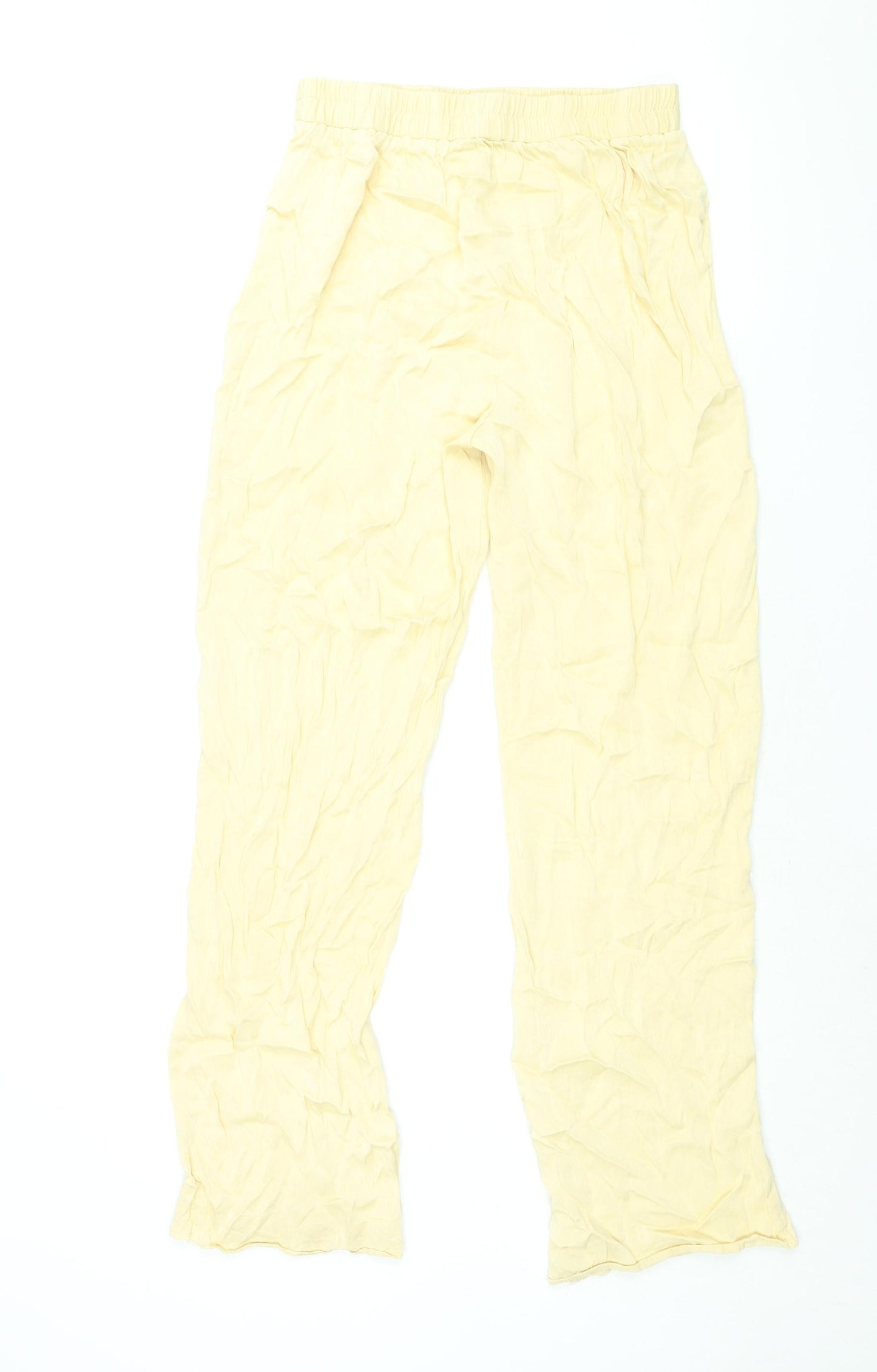 River Island Womens Yellow Viscose Trousers Size 12 L30 in Regular - Elasticated Waist