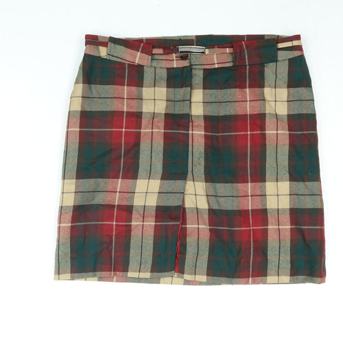 Dolce&Gabbana Womens Multicoloured Check Polyester Straight & Pencil Skirt Size 16 Zip - Vented Logo Buckle