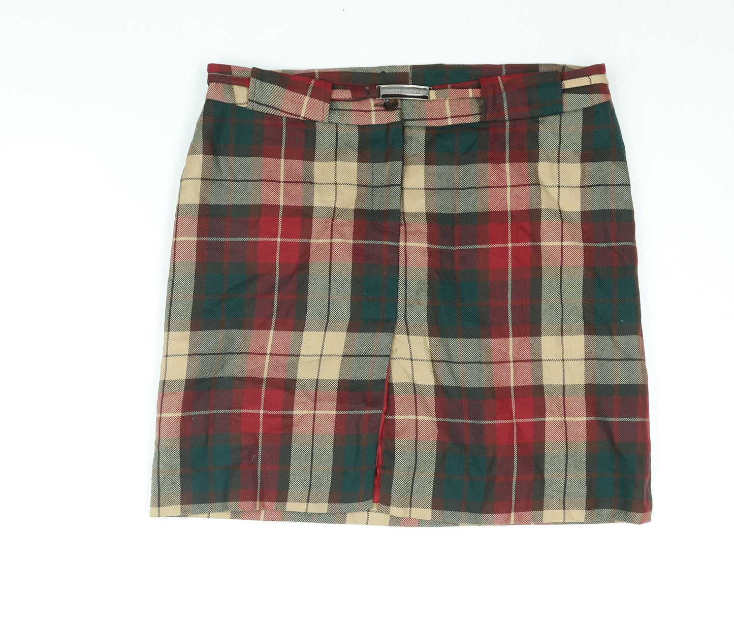 Dolce&Gabbana Womens Multicoloured Check Polyester Straight & Pencil Skirt Size 16 Zip - Vented Logo Buckle