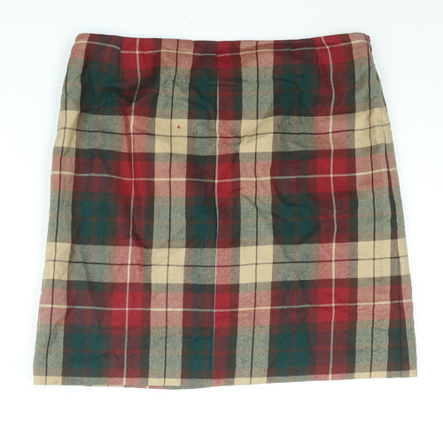 Dolce&Gabbana Womens Multicoloured Check Polyester Straight & Pencil Skirt Size 16 Zip - Vented Logo Buckle