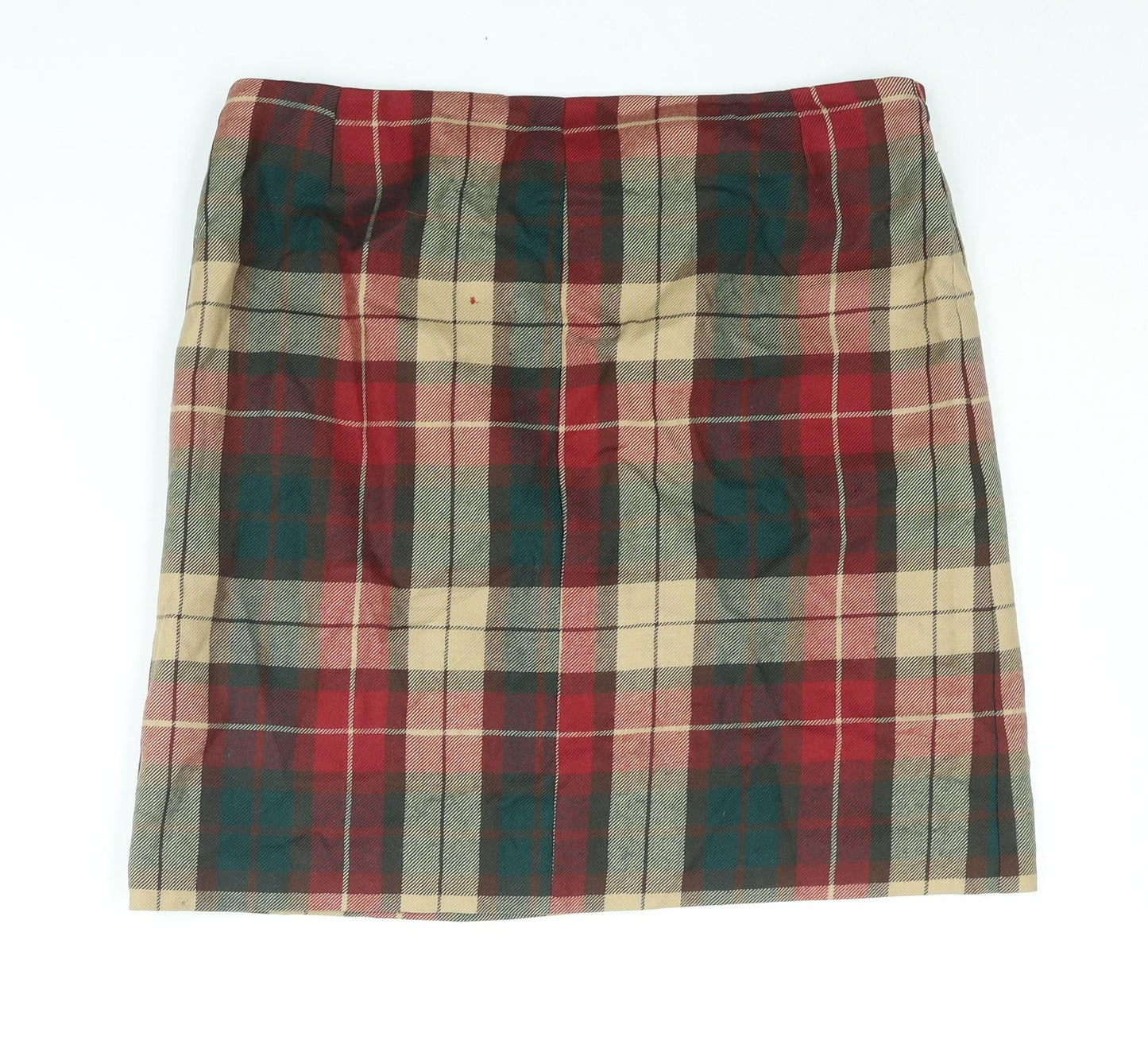 Dolce&Gabbana Womens Multicoloured Check Polyester Straight & Pencil Skirt Size 16 Zip - Vented Logo Buckle