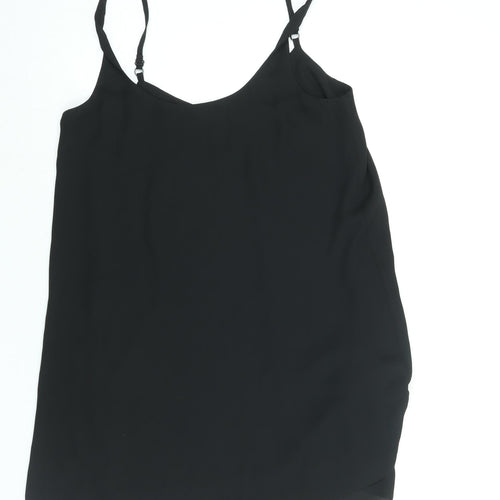 Miss Selfridge Womens Black Polyester Mini Size 8 Scoop Neck Pullover
