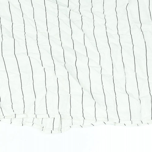 Divided by H&M Womens White Striped Viscose Cropped Button-Up Size M Collared