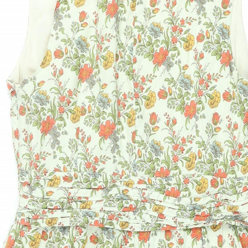 Monsoon Womens Multicoloured Floral Cotton Fit & Flare Size 14 Round Neck Zip