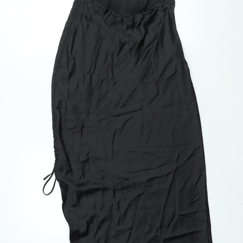 Zara Womens Black Polyester Shift Size M Sweetheart Zip - Drawstring Detail Corset Bodice