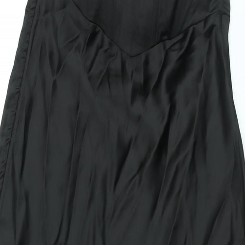 Zara Womens Black Polyester Shift Size M Sweetheart Zip - Drawstring Detail Corset Bodice