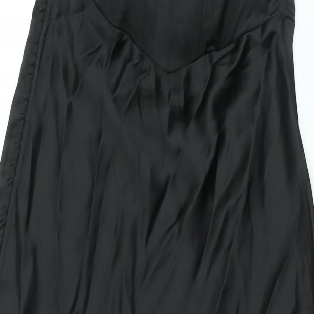 Zara Womens Black Polyester Shift Size M Sweetheart Zip - Drawstring Detail Corset Bodice