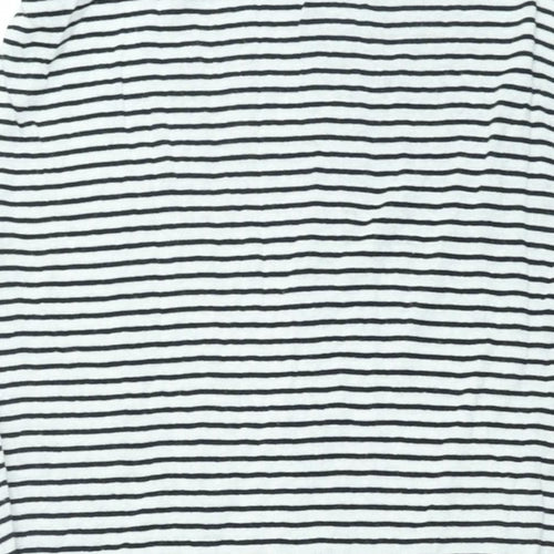 Massimo Dutti Womens White Striped Viscose Tank Dress Size L Scoop Neck Pullover