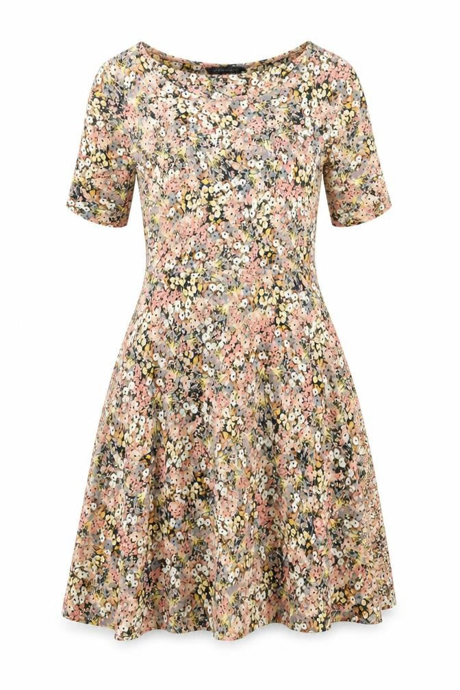 Marks and Spencer Womens Multicoloured Floral Viscose Fit & Flare Size 10 Boat Neck Pullover