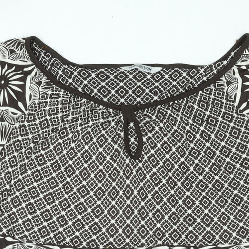 Debenhams Womens Brown Geometric Viscose Tunic Blouse Size 20 Boat Neck - Belted