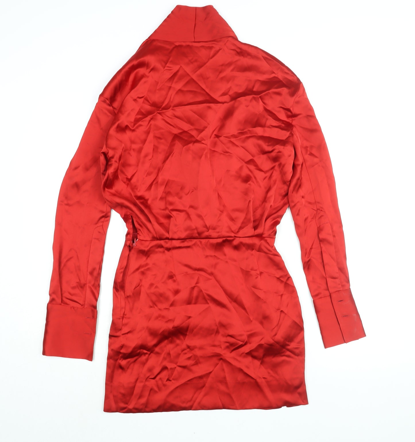 Zara Womens Red Polyester Mini Size XS V-Neck Zip