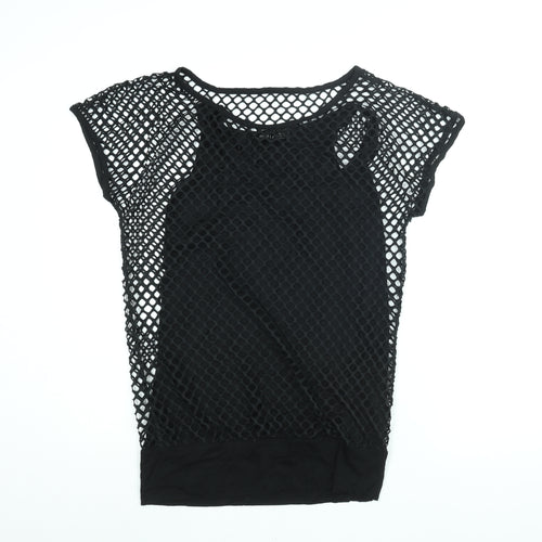 Melrose Womens Black Viscose Basic Blouse Size 14 Round Neck