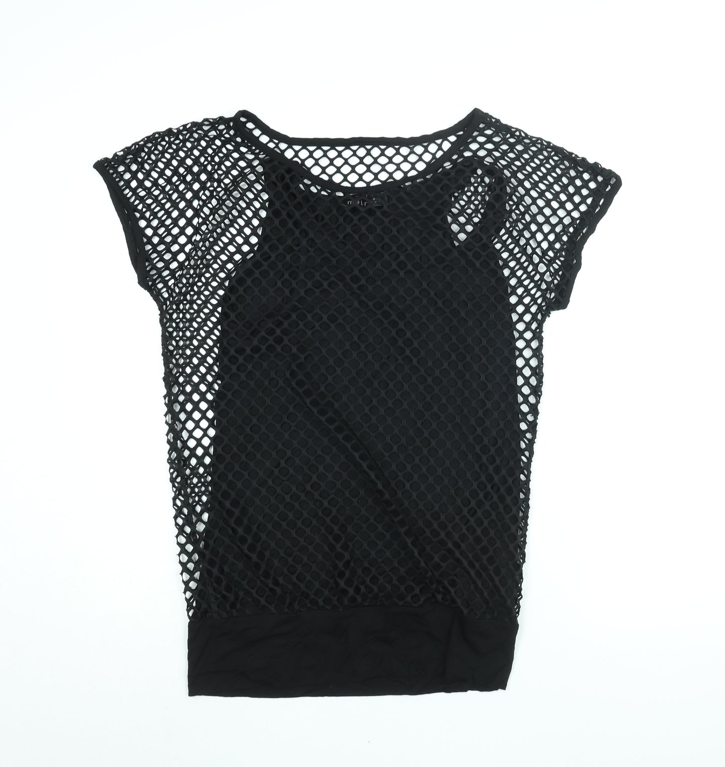 Melrose Womens Black Viscose Basic Blouse Size 14 Round Neck