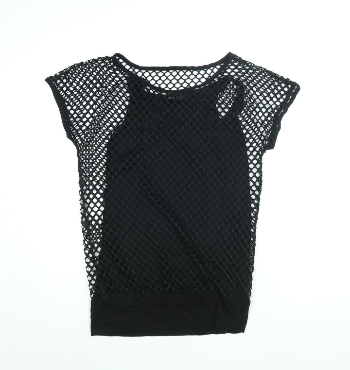 Melrose Womens Black Viscose Basic Blouse Size 14 Round Neck