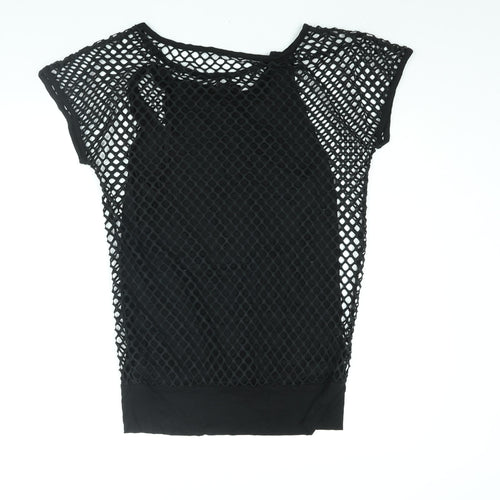 Melrose Womens Black Viscose Basic Blouse Size 14 Round Neck