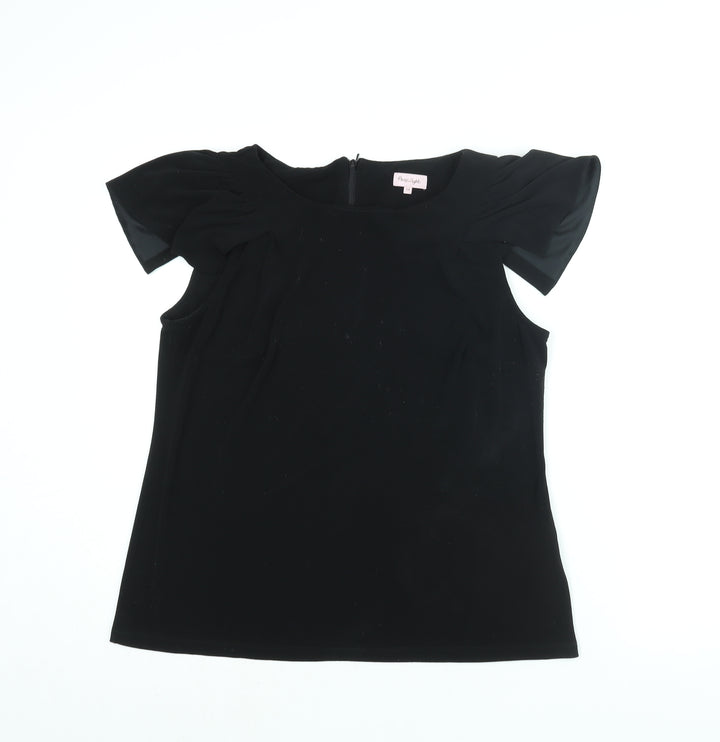 Phase Eight Womens Black Polyester Basic Blouse Size 14 Round Neck