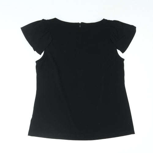 Phase Eight Womens Black Polyester Basic Blouse Size 14 Round Neck