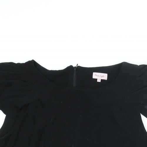 Phase Eight Womens Black Polyester Basic Blouse Size 14 Round Neck