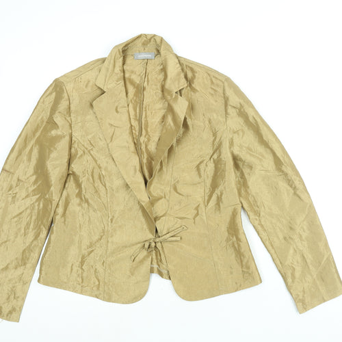 Steinmann Womens Gold Nylon Basic Blouse Size 16 Collared