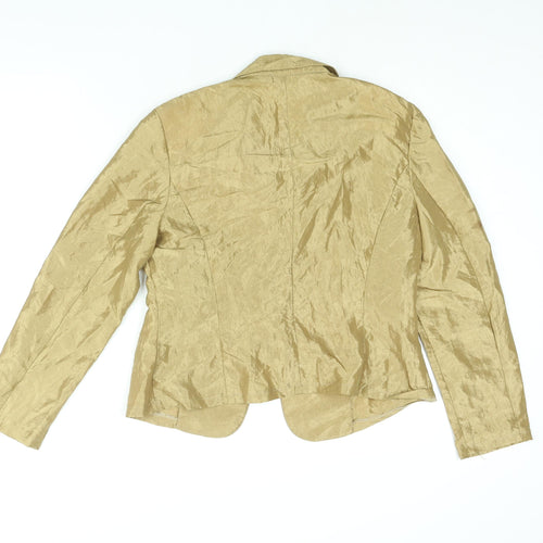 Steinmann Womens Gold Nylon Basic Blouse Size 16 Collared
