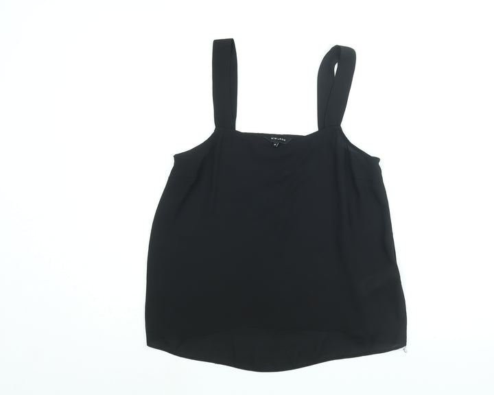 New Look Womens Black Polyester Camisole Blouse Size 10 Square Neck