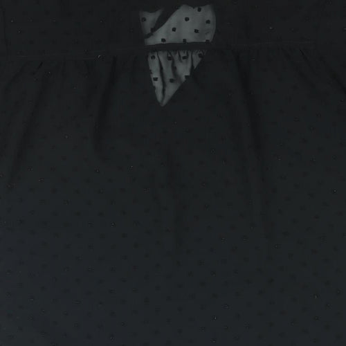 New Look Womens Black Polka Dot Polyester Basic Blouse Size 6 V-Neck