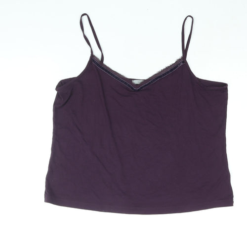 Marks and Spencer Womens Purple Viscose Basic Tank Size 20 V-Neck - Velvet Trim