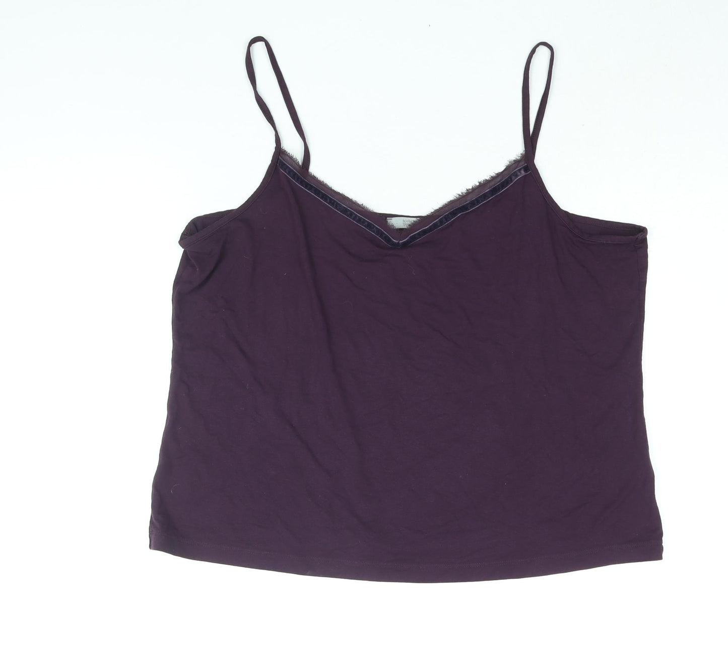 Marks and Spencer Womens Purple Viscose Basic Tank Size 20 V-Neck - Velvet Trim