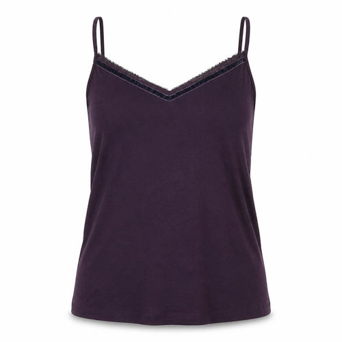 Marks and Spencer Womens Purple Viscose Basic Tank Size 20 V-Neck - Velvet Trim