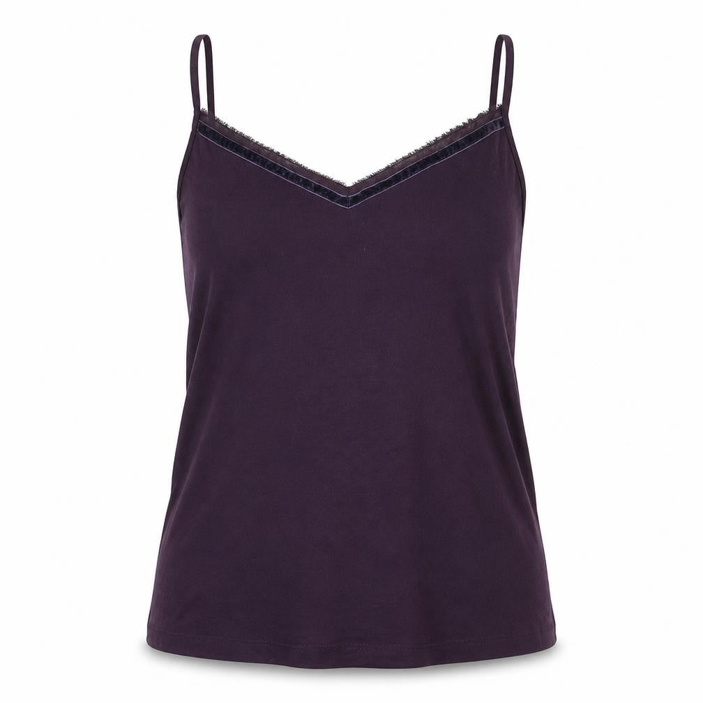 Marks and Spencer Womens Purple Viscose Basic Tank Size 20 V-Neck - Velvet Trim