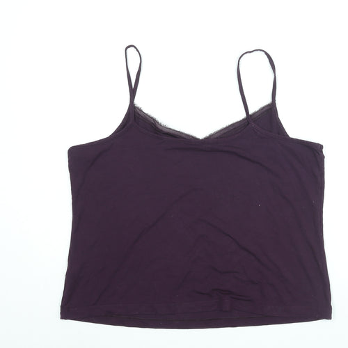 Marks and Spencer Womens Purple Viscose Basic Tank Size 20 V-Neck - Velvet Trim