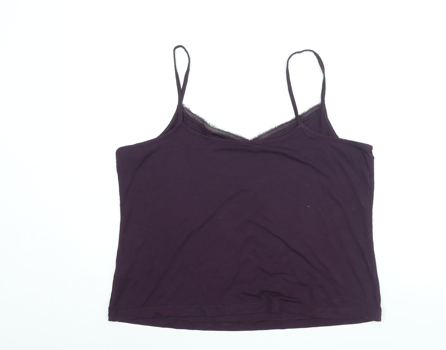 Marks and Spencer Womens Purple Viscose Basic Tank Size 20 V-Neck - Velvet Trim
