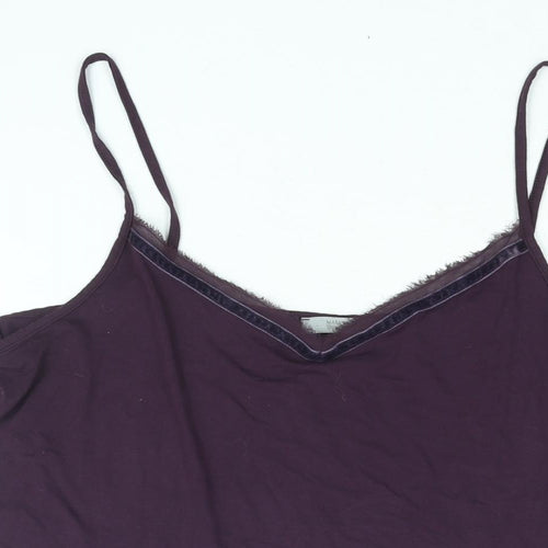 Marks and Spencer Womens Purple Viscose Basic Tank Size 20 V-Neck - Velvet Trim
