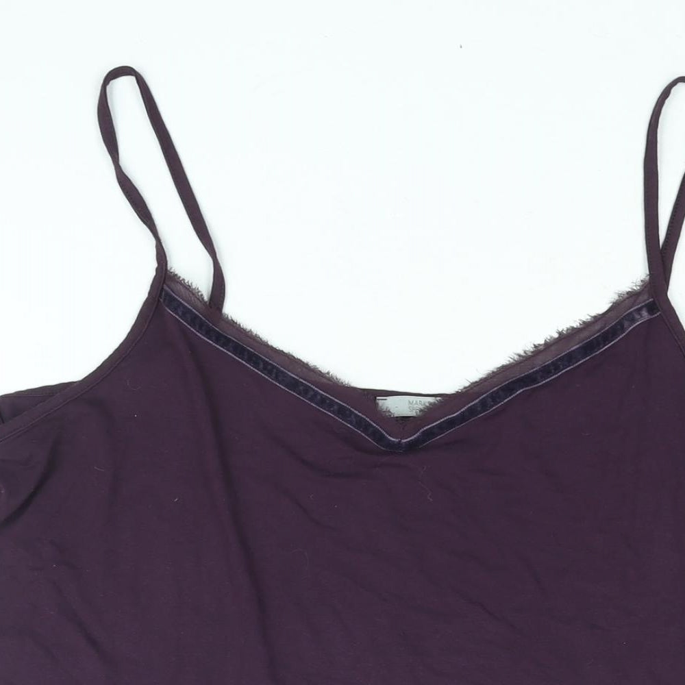Marks and Spencer Womens Purple Viscose Basic Tank Size 20 V-Neck - Velvet Trim