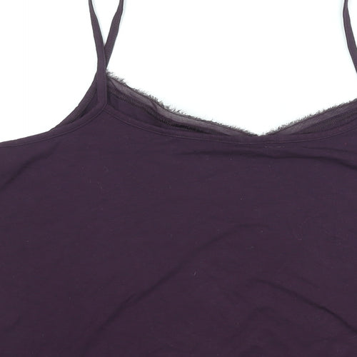 Marks and Spencer Womens Purple Viscose Basic Tank Size 20 V-Neck - Velvet Trim