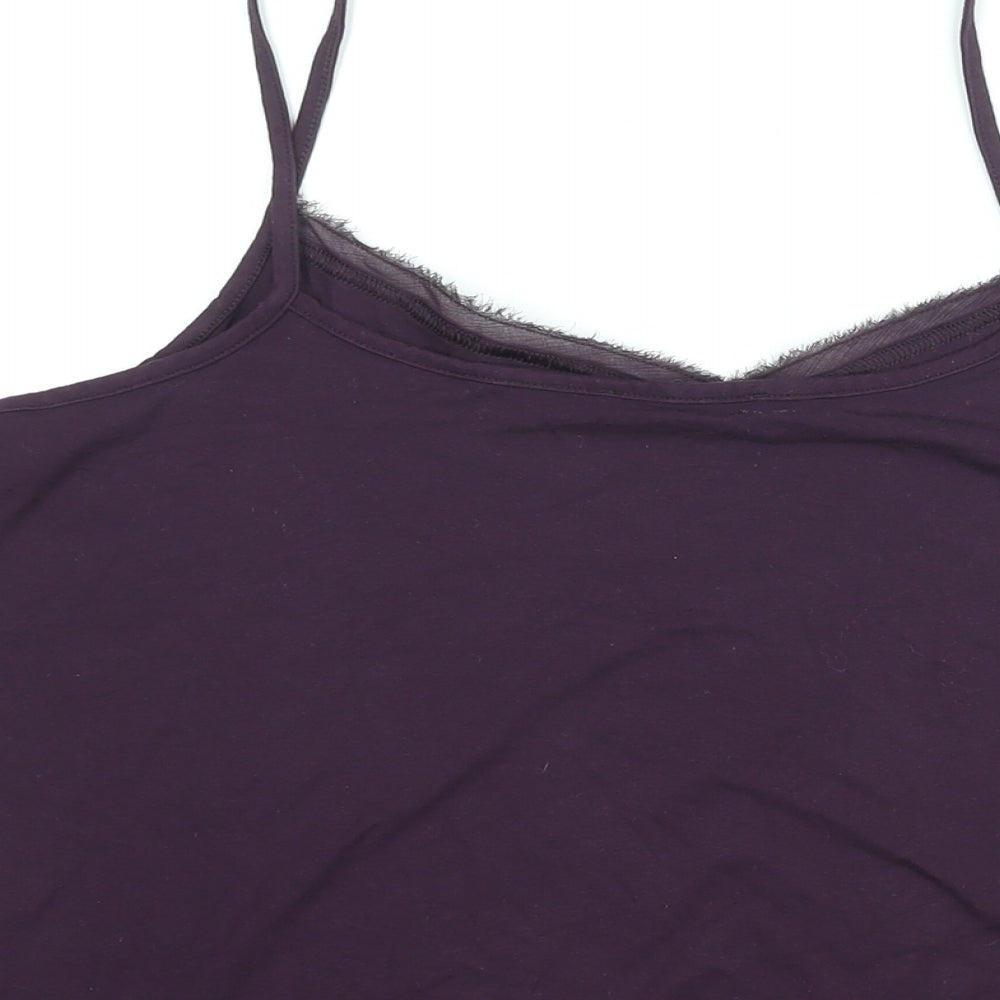 Marks and Spencer Womens Purple Viscose Basic Tank Size 20 V-Neck - Velvet Trim