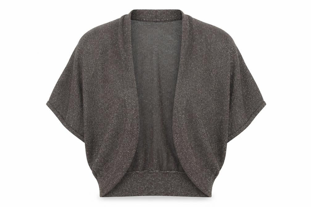 Front view of Principles women’s brown v-neck viscose shrug jumper, size S
