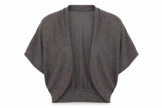 Front view of Principles women’s brown v-neck viscose shrug jumper, size S