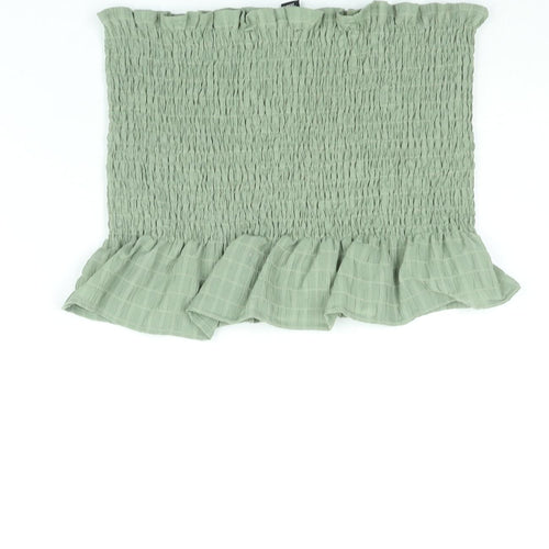 New Look Womens Green Polyester Basic Blouse Size L Square Neck - Rouched Button Detail
