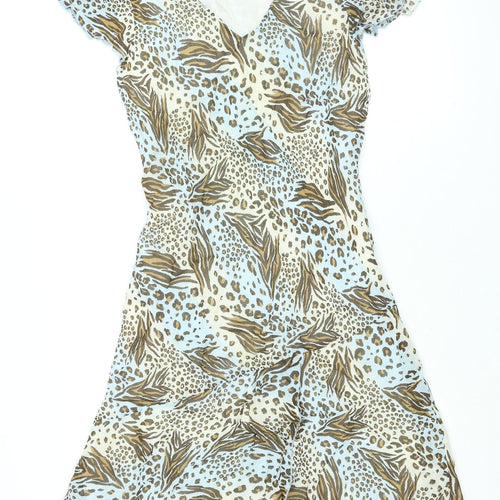 Milano Womens Multicoloured Animal Print Viscose Shift Size 16 V-Neck Pullover